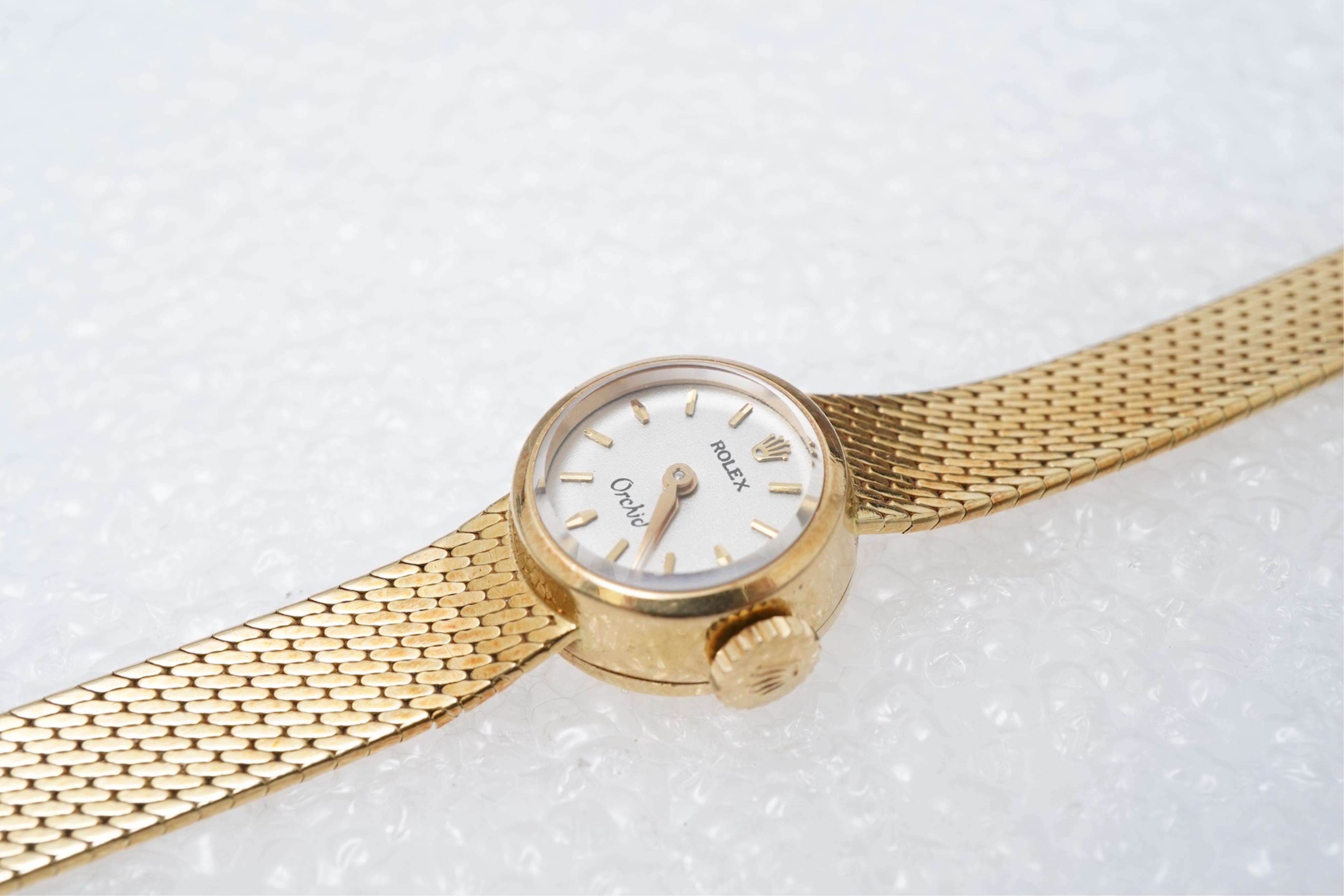 A lady's early 1970's 18ct gold Rolex Orchid manual wind dress wrist watch